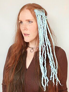 Blue Merino Wool Clip In Dreadlocks Extensions Handmade Miss Violet Lace